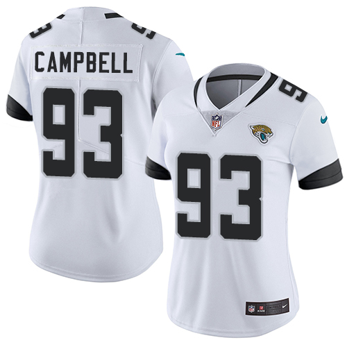 Nike Jacksonville Jaguars #93 Calais Campbell White Women Stitched NFL Vapor Untouchable Limited Jersey
